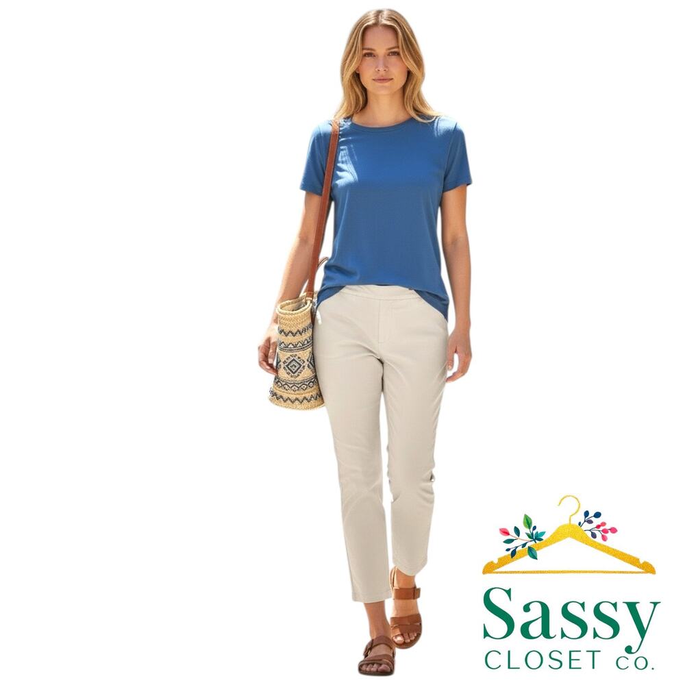 SPANX White EveryWear Crop Pants XL 14 NWOT Pull On Slim Straight 20372R